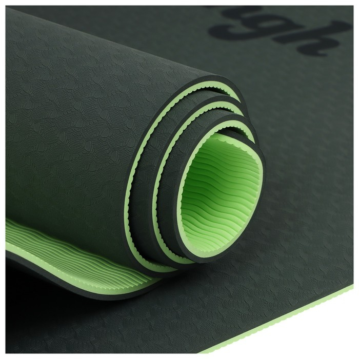 Коврик для йоги Sangh, 183×61×0,6 см, цвет тёмно-зелёный