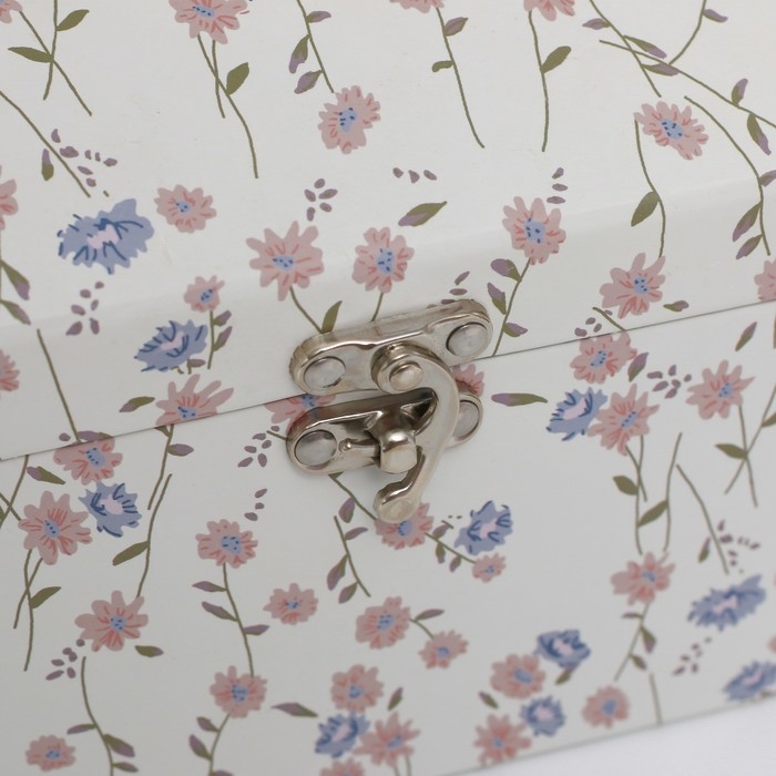 Шкатулка картон сундучок "Нежные цветы" набор 3 шт 26х18х16,5 24х16х14,5 22х14х12,7 см