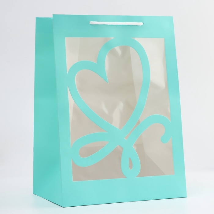 Пакет подарочный с фигурным окном, 25 х 18 х 35 см, голубой Пакет подарочный с фигурным окном, 25 х 18 х 35 см, голубой