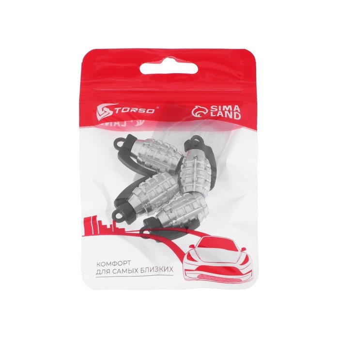 Колпачок на вентиль TORSO граната, хром, набор 4 шт Колпачок на вентиль TORSO граната, хром, набор 4 шт