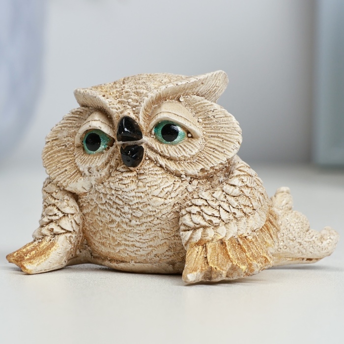 Фигура Фигура "Сова лежит" бежевая, 6х7х5см