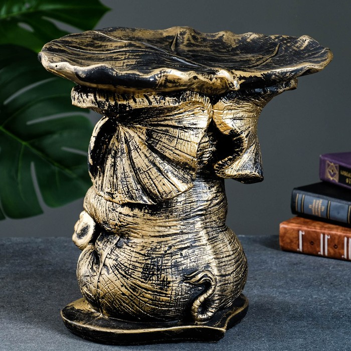 Фигура - подставка Фигура - подставка "Слон с листком" бронза/золото, 30х30х30см