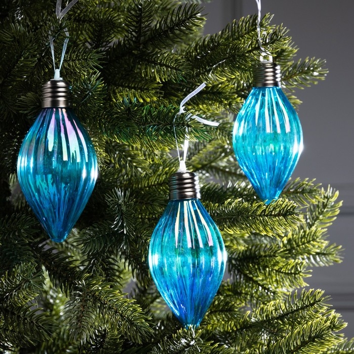 Набор елочных шаров Набор елочных шаров "Северное сияние", d=7 см, 3 LED, 3 шт, батарейки AG13x9 (нет в комплекте), свечение тёплое белое