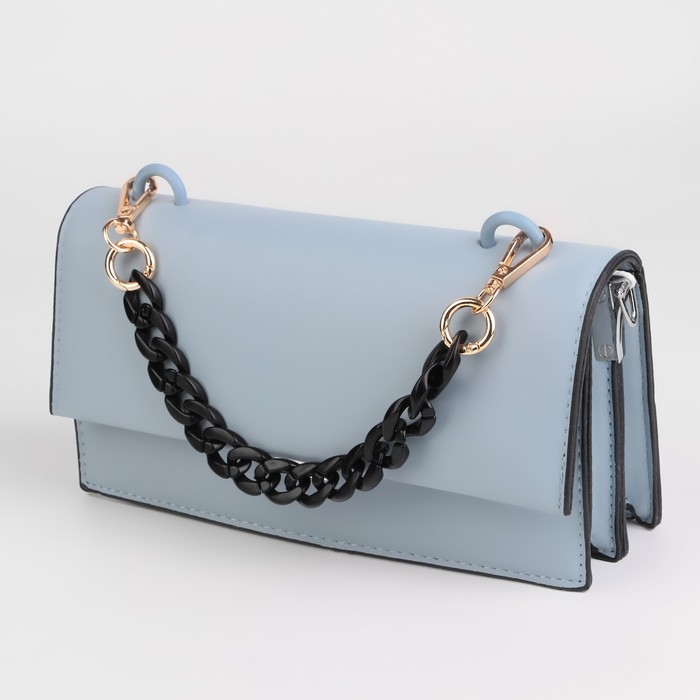 Цепочка для сумки, пластиковая, с карабинами, 23 × 17 мм, 30 см, цвет чёрный/золотой