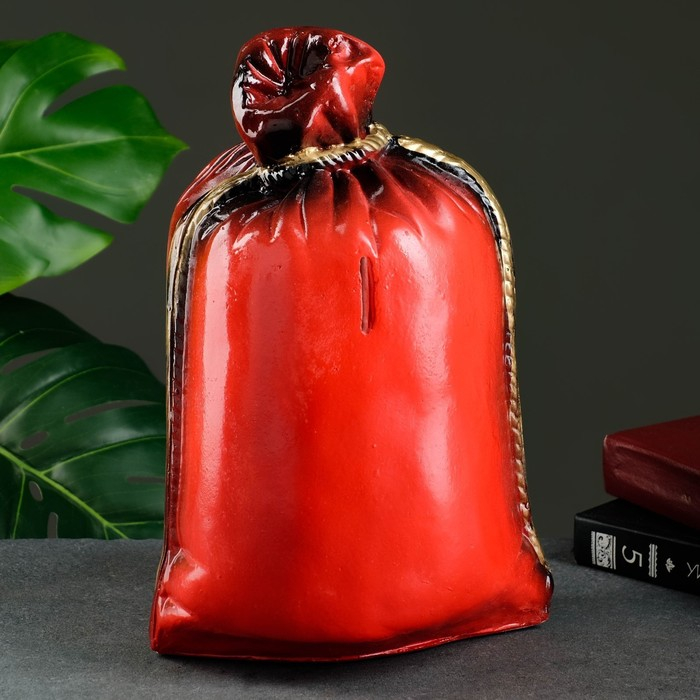 Копилка "Мешок сто тысяч" красный, 14х22х32см