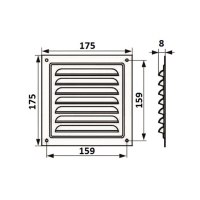Решетка вентиляционная ZEIN Люкс РМ1717КР, 175 х 175 мм, с сеткой, металлическая, коричневая