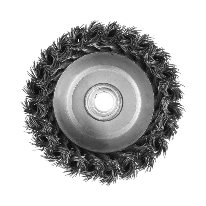 Щетка металлическая для УШМ ТУНДРА, крученая проволока,  Щетка металлическая для УШМ ТУНДРА, крученая проволока, "чашка", М14, 100 мм