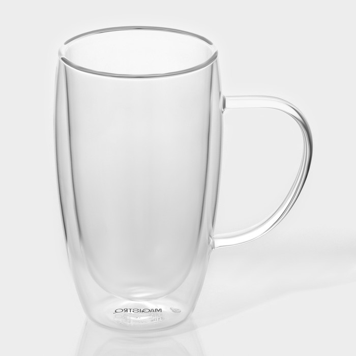 Набор стеклянных кружек с двойными стенками Magistro «Дуо», 450 мл, 13×9×14,8 см, 2 шт Набор стеклянных кружек с двойными стенками Magistro «Дуо», 450 мл, 13×9×14,8 см, 2 шт