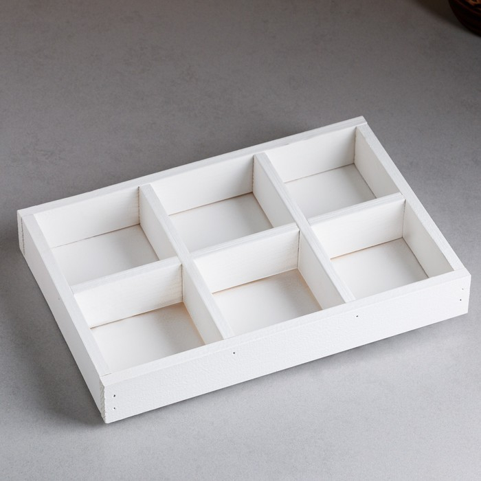 Кашпо деревянное 28×19×5 см  Кашпо деревянное 28×19×5 см "Six, 6 ячеек", белый Дарим Красиво