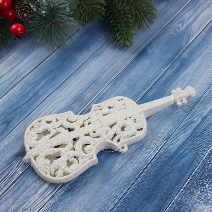 Украшение ёлочное Украшение ёлочное "Виолончель" 17х7 см, белый