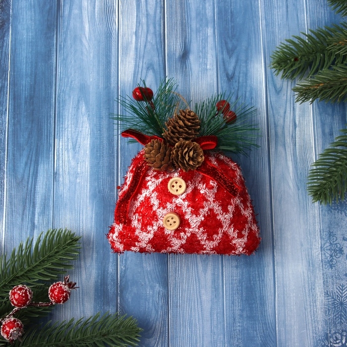 Украшение ёлочное Украшение ёлочное "Новогодний мешочек" 12,5х7,5 см, красный