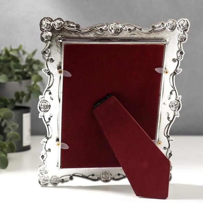 Фоторамка пластик под металл 13х18 см Фоторамка пластик под металл 13х18 см "Розы и эмаль" розовая и голубая 24х18,5 см, МИКС