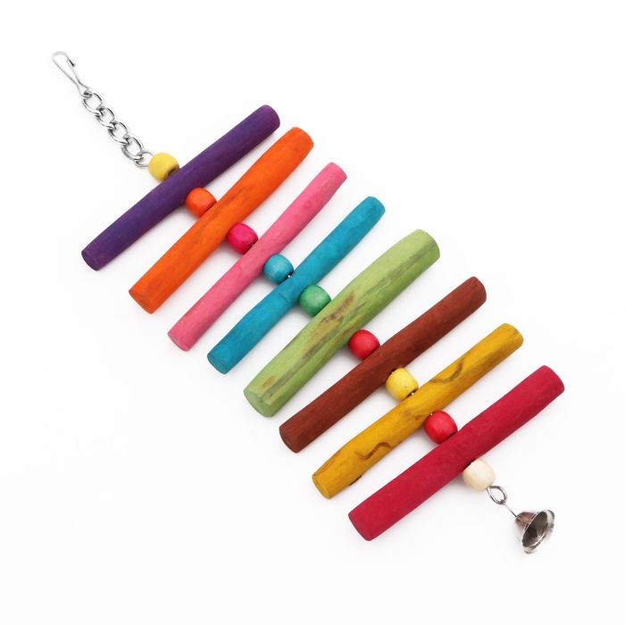 Игрушка для птиц с бусинами и колокольчиком, 18 х 10 см Игрушка для птиц с бусинами и колокольчиком, 18 х 10 см