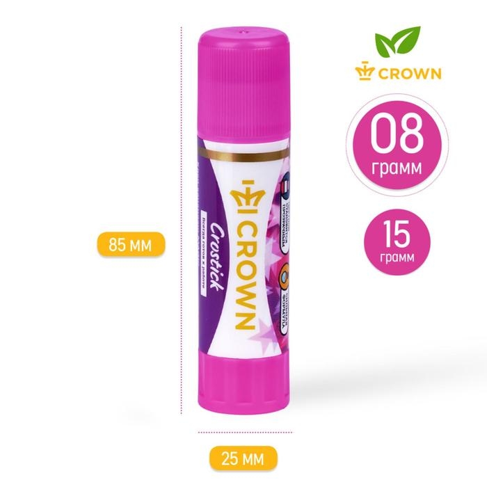 Клeй-карандаш 8 гр, Crown Magic PVP, с цветным индикатором Клeй-карандаш 8 гр, Crown Magic PVP, с цветным индикатором