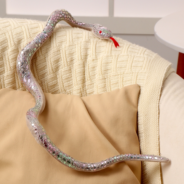 Мягкая игрушка «Змея», 80 см, цвет серебро Мягкая игрушка «Змея», 80 см, цвет серебро