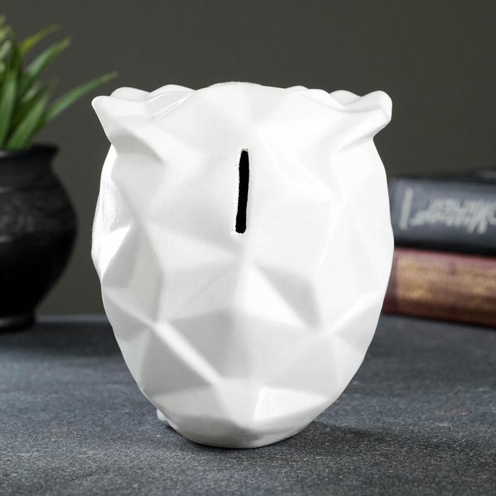 Копилка Копилка "Сова оригами" белая, 11х9,5х13,5см