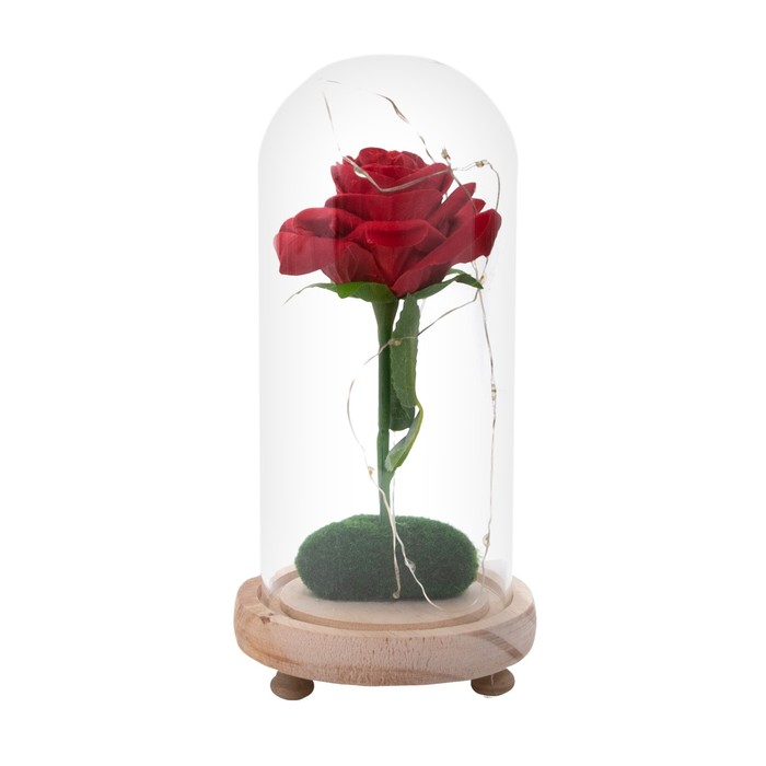 Ночник Ночник "Колба с алой розой" LED от батареек 3ААА 19,5х9,5х9,5 см RISALUX