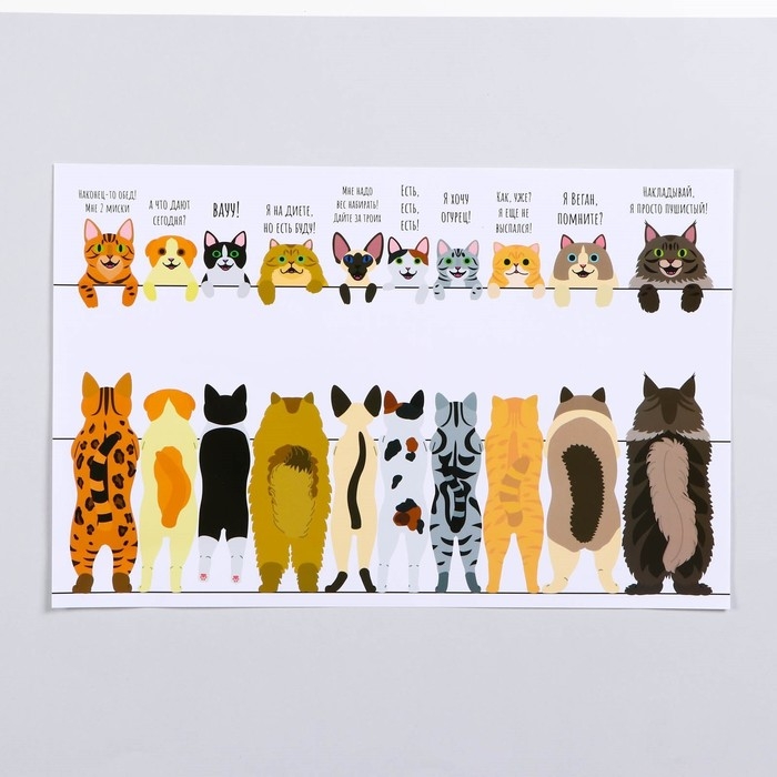 Коврик под миску  Коврик под миску "Пижон" 43 х 28 см "Котики в ожидании"