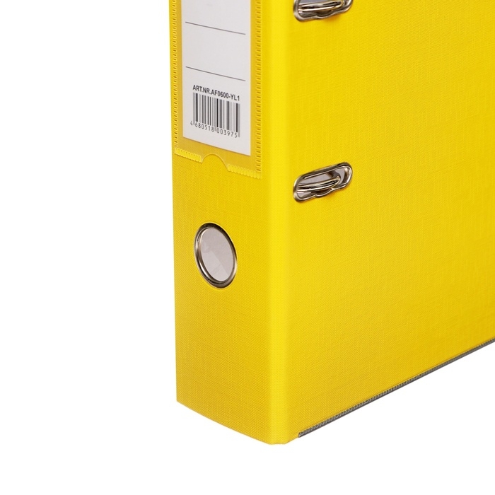 Папка-регистратор А4, 75 мм, Calligrata, ПВХ, тиснение Папка-регистратор А4, 75 мм, Calligrata, ПВХ, тиснение "лен", металлическая окантовка, карман на корешок, собранная, желтая, микс