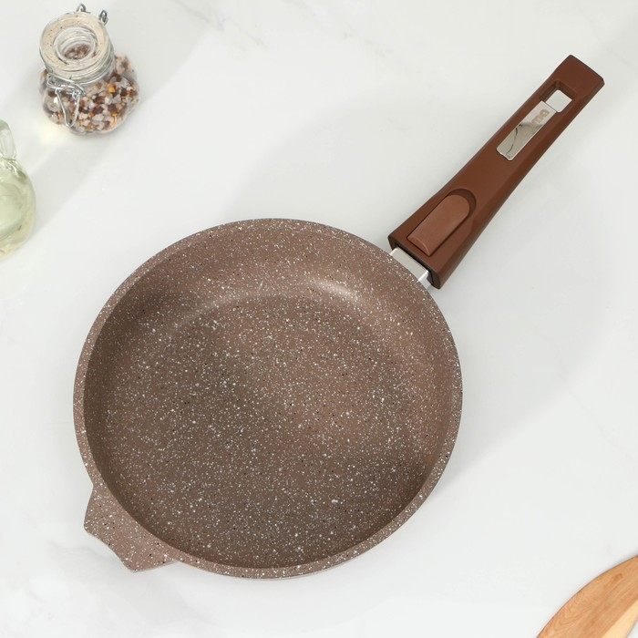 Сковорода «Гранит», d=22 см, съёмная ручка, стеклянная крышка, антипригарное покрытие, цвет коричневый Сковорода «Гранит», d=22 см, съёмная ручка, стеклянная крышка, антипригарное покрытие, цвет коричневый