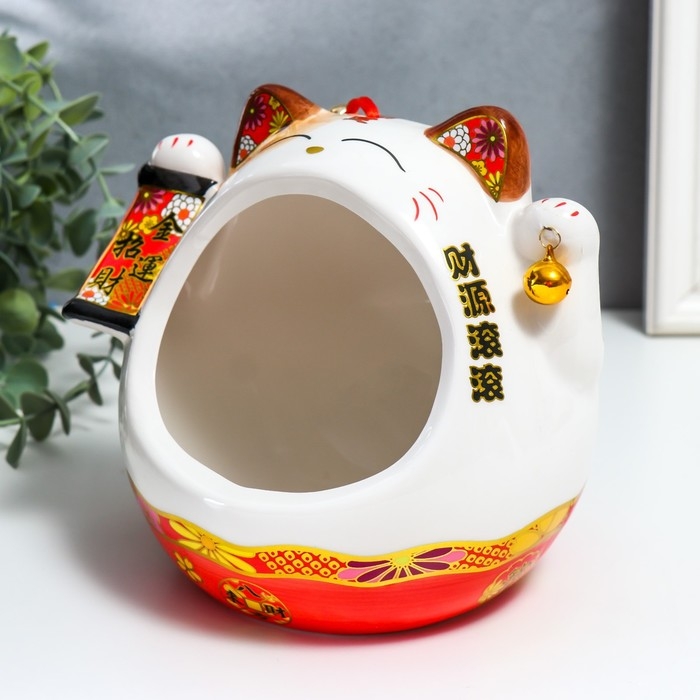 Сувенир подставка керамика Сувенир подставка керамика "Манэки-нэко со свитком и колокольчиком" МИКС 21х16х20 см