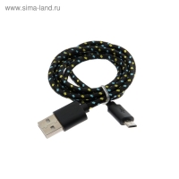 Кабель Defender USB08-03T, USB - microUSB, 1 м, тканевая оплётка, чёрный