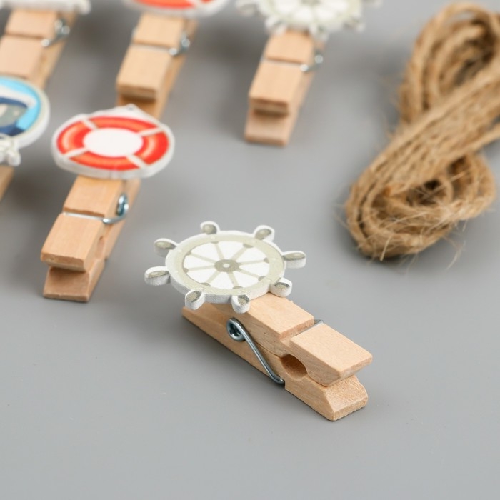 Декор для творчества дерево Декор для творчества дерево "Прищепка. Капитан корабля" набор 10 шт 4х1,8х1,2 см