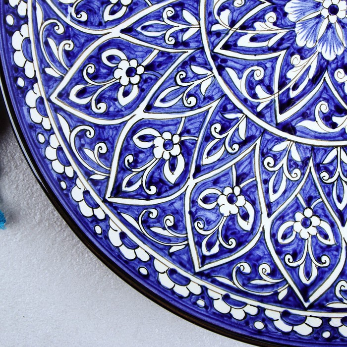 Ляган Риштанская Керамика  Ляган Риштанская Керамика "Цветы", 36 см, синий