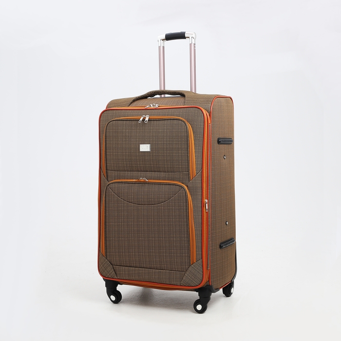 Чемодан большой 95 л (L), отдел на молнии, с расширением, кодовый замок, 3 колеса, 2 наружных кармана, цвет коричневый Чемодан большой 95 л (L), отдел на молнии, с расширением, кодовый замок, 3 колеса, 2 наружных кармана, цвет коричневый