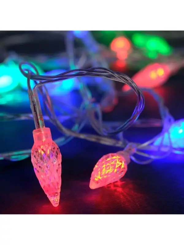 Гирлянда &laquo;Нить&raquo; 5 м с насадками &laquo;Шишки&raquo;, IP20, прозрачная нить, 20 LED, свечение мульти (RG/RB), мигание, 220 В