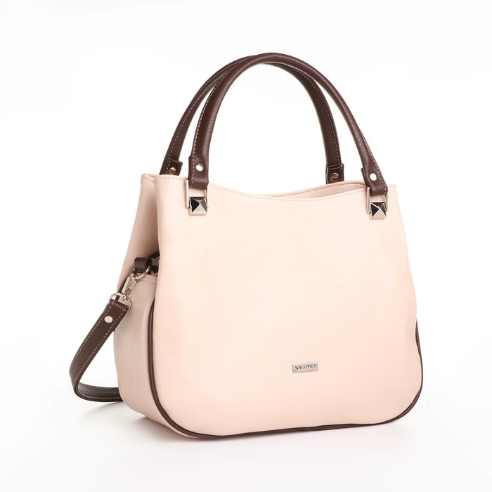 Сумка женская на молнии, средний размер, цвет бежевый