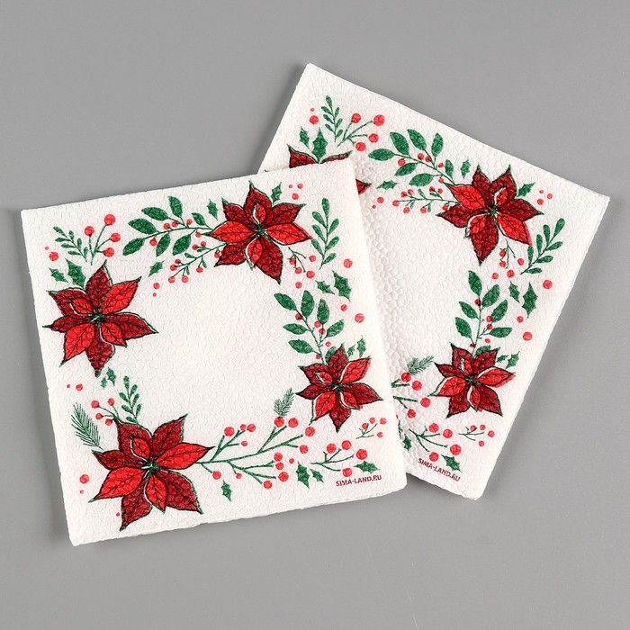 Новогодние салфетки бумажные «Узоры», однослойные, 24х24 см, 20 шт., на новый год Новогодние салфетки бумажные «Узоры», однослойные, 24х24 см, 20 шт., на новый год