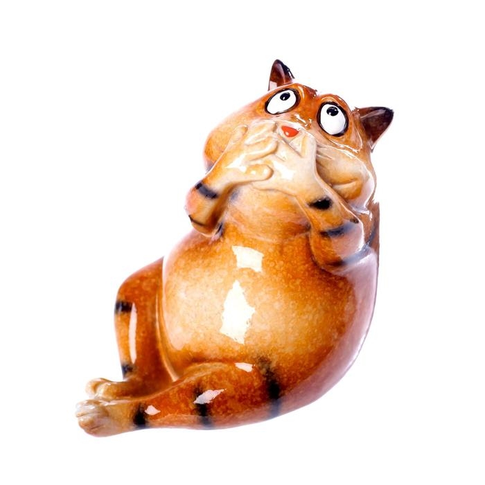 Сувенир полистоун лак Сувенир полистоун лак "Рыжий кот молчун" 9,2х7х11,5 см