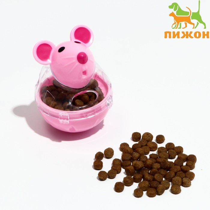 Игрушка-неваляшка  Игрушка-неваляшка "Мышка" с отсеком для лакомств (до 1 см), 4,7 х 6,5 см, розовая