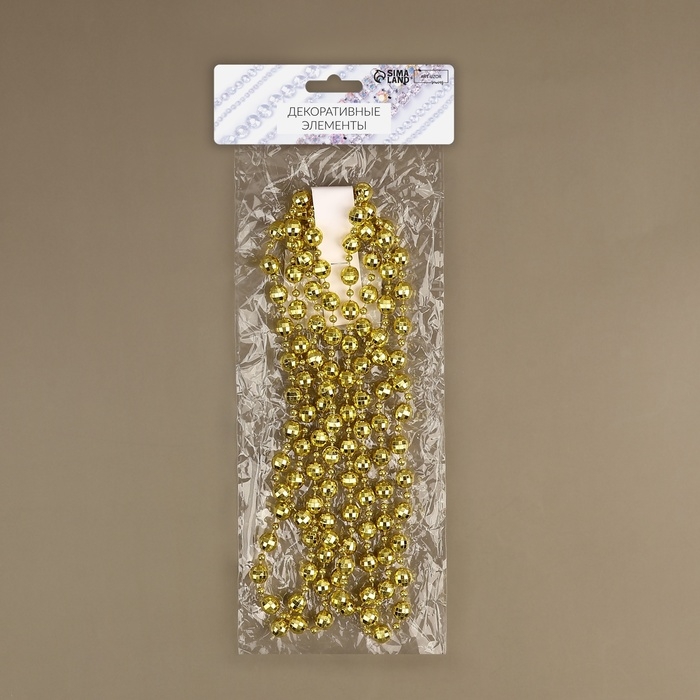 Бусы на нитях «Диско шар», 10/4 мм, 2 м, цвет золотой Бусы на нитях «Диско шар», 10/4 мм, 2 м, цвет золотой