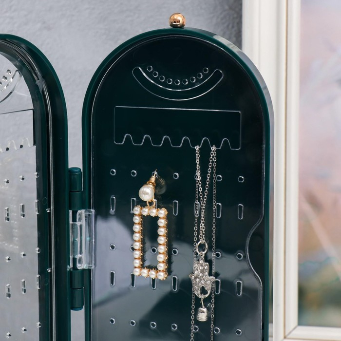 Шкатулка-кейс для украшений пластик Шкатулка-кейс для украшений пластик "Овал" тёмно-зелёный 23,5х6,5х11,5 см