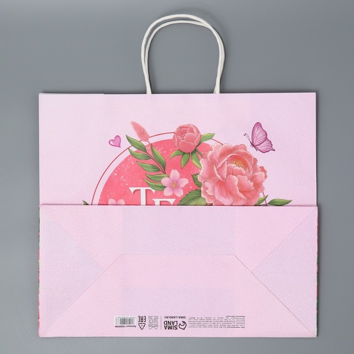 Пакет подарочный крафтовый, упаковка, «Тебе», цветы, 32 х 28 х 15 см Пакет подарочный крафтовый, упаковка, «Тебе», цветы, 32 х 28 х 15 см