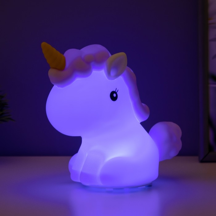 Ночник-мякиш Ночник-мякиш "Антистресс единорог" LED бело-фиолетовый 18х10х16 см