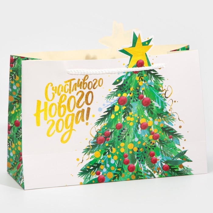 Пакет подарочный новогодний «Звезда», 30 х 23 х 10 см, Новый год Пакет подарочный новогодний «Звезда», 30 х 23 х 10 см, Новый год