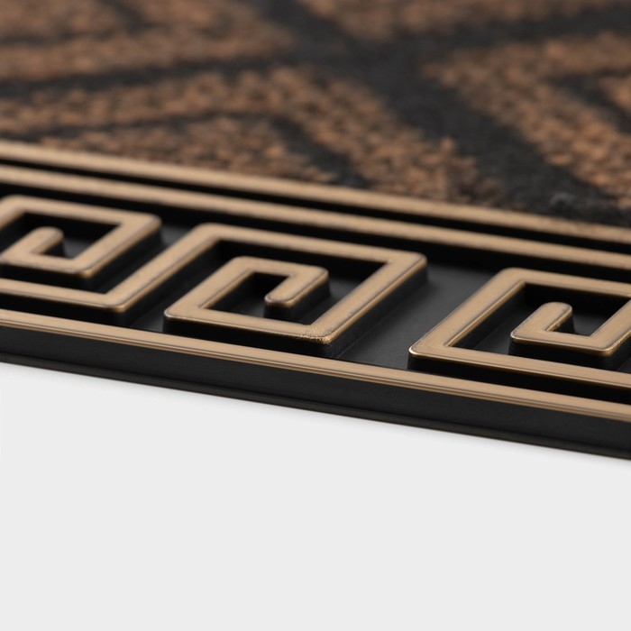 Коврик придверный полукруглый Доляна «Меандр», 45×75 см, цвет золотой Коврик придверный полукруглый Доляна «Меандр», 45×75 см, цвет золотой