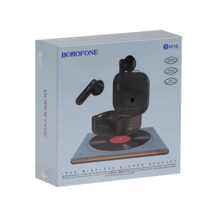 Наушники беспроводные Borofone BW16, вкладыши, TWS, микрофон, BT5.3, 30/250 мАч, чёрные Наушники беспроводные Borofone BW16, вкладыши, TWS, микрофон, BT5.3, 30/250 мАч, чёрные