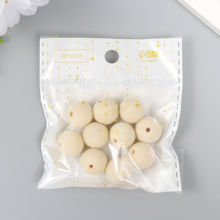 Бусины для творчества бархатное напыление Бусины для творчества бархатное напыление "Белое облако" набор 10 шт d=1,4 см