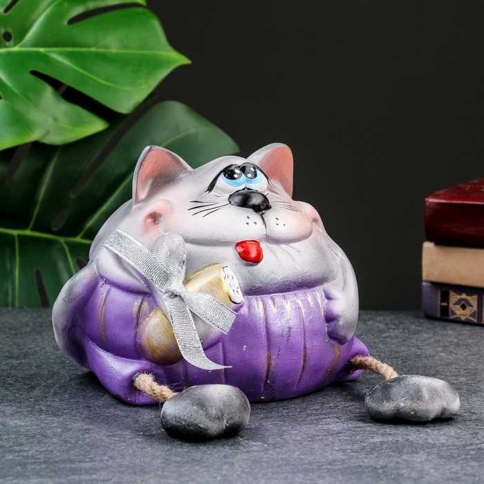 Копилка Копилка "Серый кот с колбасой" 17см