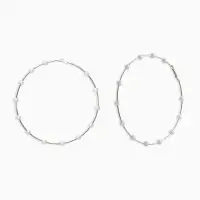 Серьги-кольца "Жемчуг" d=10см. №6, цвет белый в серебре