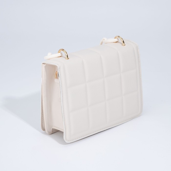 Сумка женская мессенджер из искусственной кожи с цепью, 14×20 см, цвет молочный Сумка женская мессенджер из искусственной кожи с цепью, 14×20 см, цвет молочный