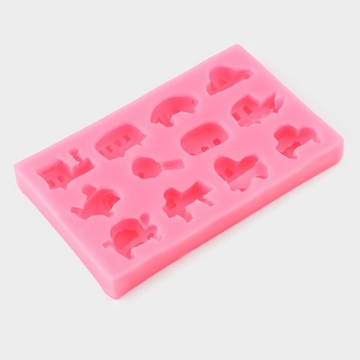 Молд «Машинки», силикон, 14,5×8,8×1,8 см, цвет розовый Молд «Машинки», силикон, 14,5×8,8×1,8 см, цвет розовый