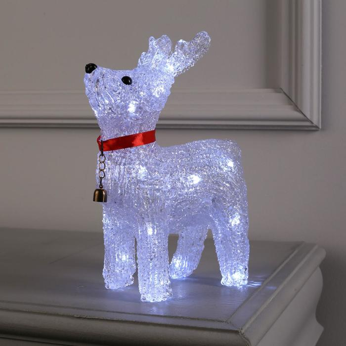 Светодиодная фигура «Олень с колокольчиком» 18 × 25 × 8 см, акрил, 20 LED, батарейки ААх2 (не в комплекте), свечение белое Светодиодная фигура «Олень с колокольчиком» 18 × 25 × 8 см, акрил, 20 LED, батарейки ААх2 (не в комплекте), свечение белое