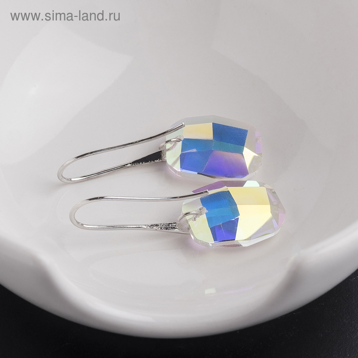 Серьги со стразами «Сияние камня» цвет радужный в серебре Серьги со стразами «Сияние камня» цвет радужный в серебре