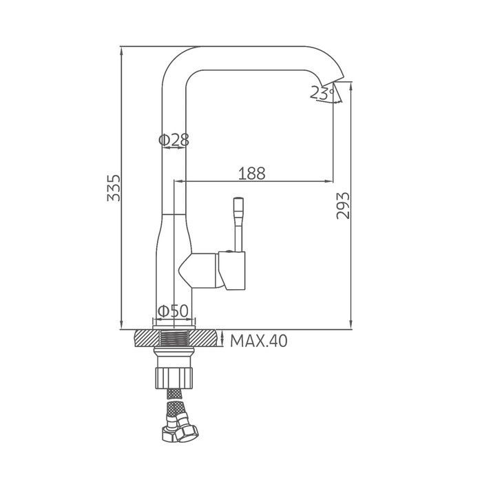 Cмеситель для кухни Accoona A4490G-3, однорычажный, высокий излив, латунь, белый Cмеситель для кухни Accoona A4490G-3, однорычажный, высокий излив, латунь, белый