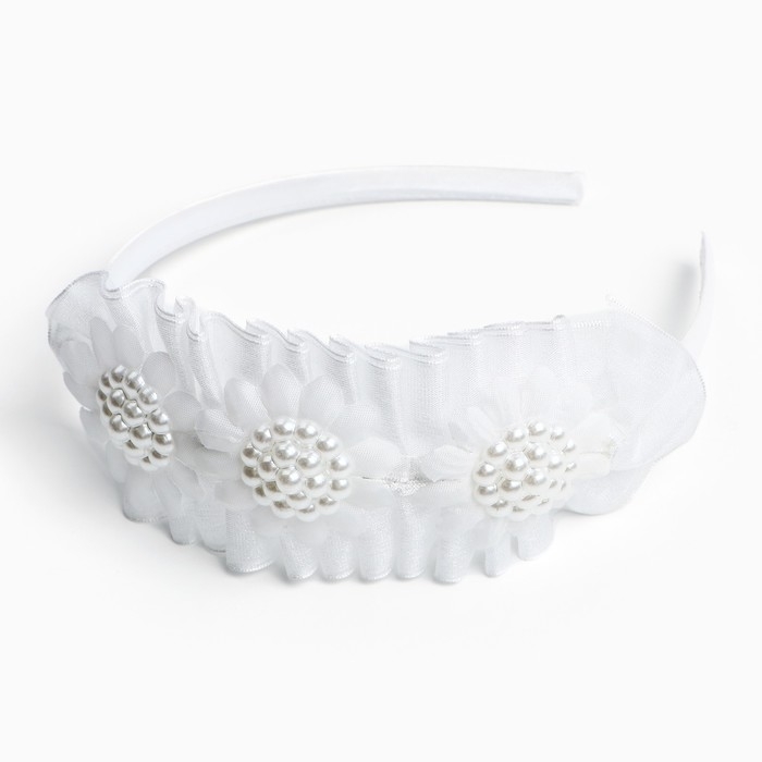 Ободок для волос Ободок для волос "Цветы", белый, 10 см, Принцессы